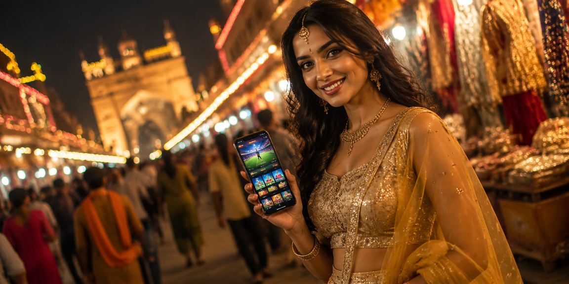 Indian woman celebrating sports betting success